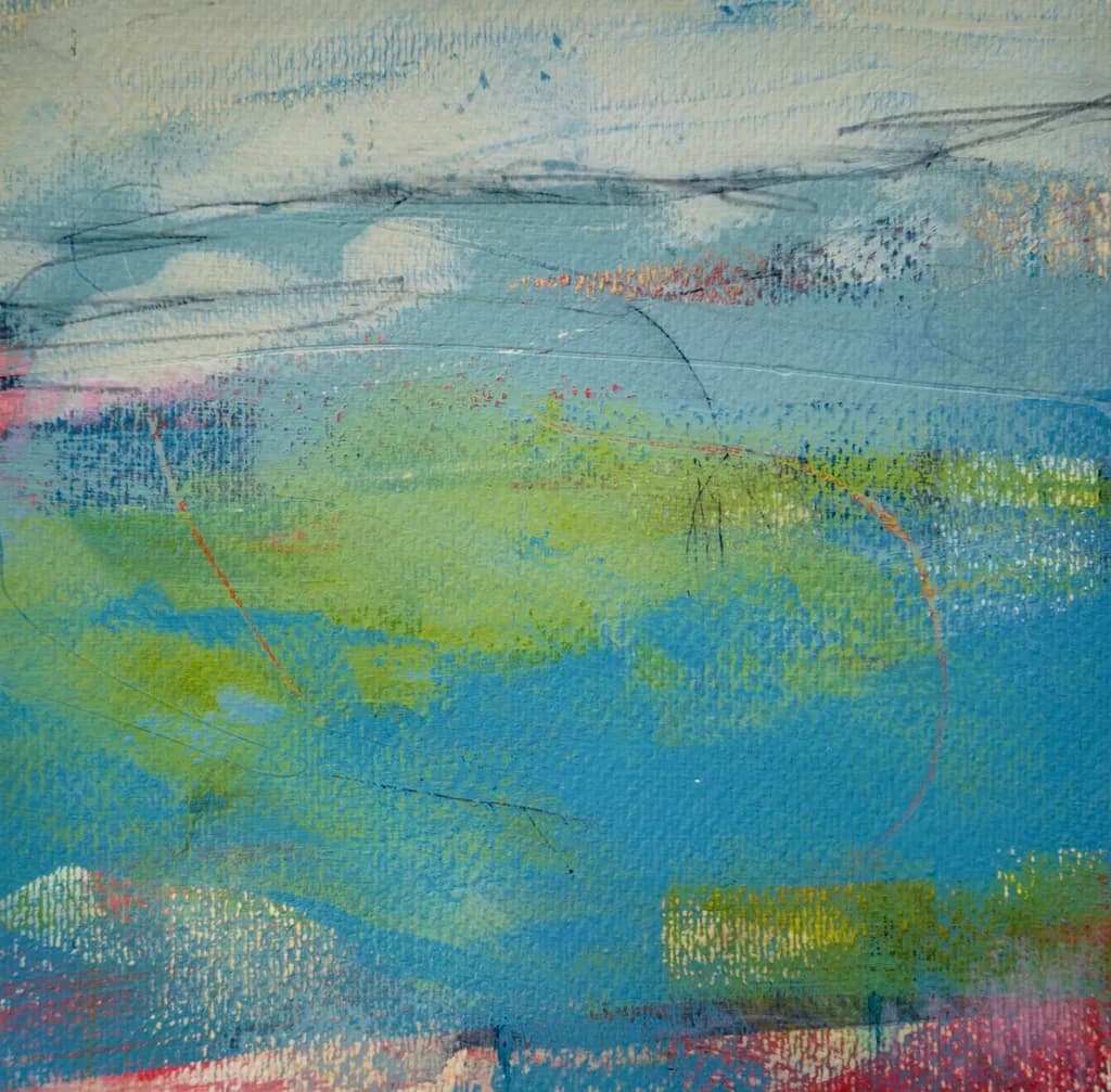 Whispers of the Horizon: A Serene Abstract Landscape in Blues and Greens