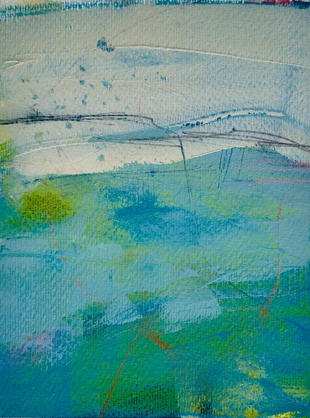Whispers of Tranquility: A Serene Abstract Landscape in Blues and Greens