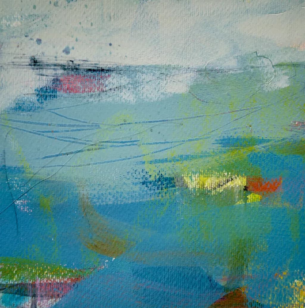 Whispers of the Ocean: A Serene Abstract Landscape in Blues and Greens