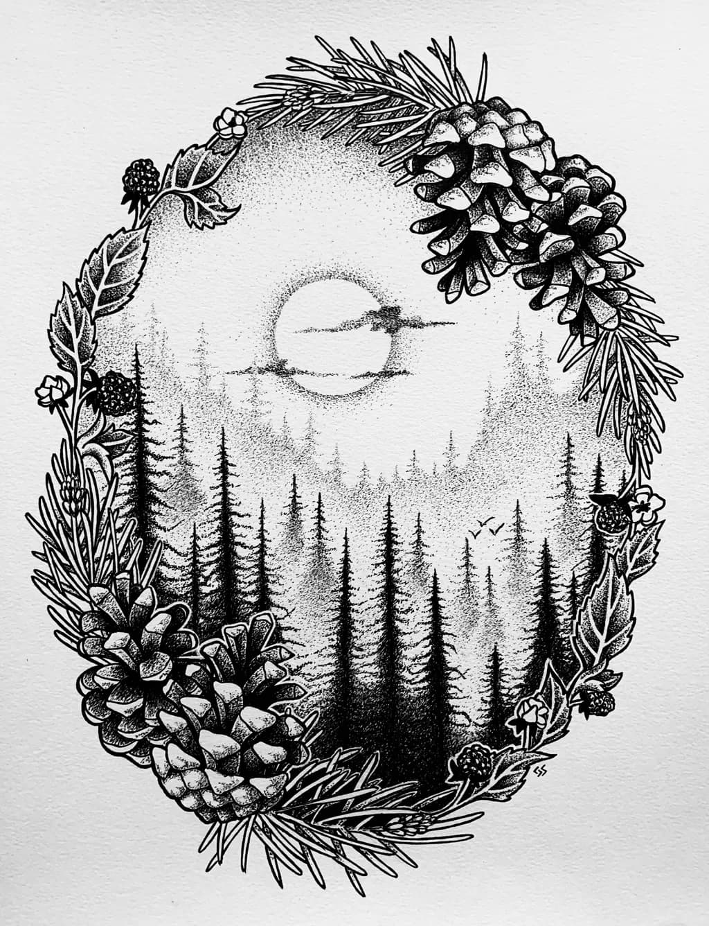 Whispers of the Forest: A Pinecone Embrace at Dusk