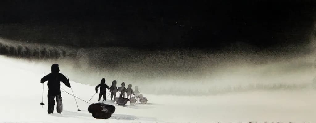 Silent Journey Through the Snow: A Winter's Tale of Resilience and Unity