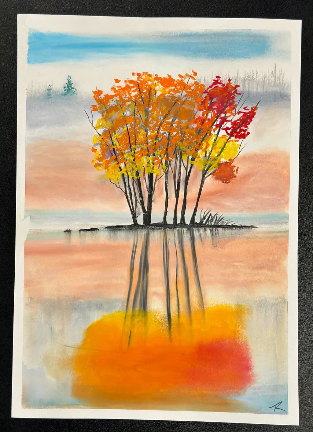 Autumn Reflections: A Serene Landscape of Vibrant Trees and Tranquil Waters