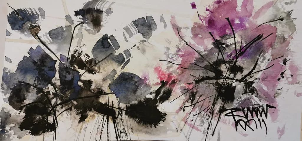 Whispers of Contrast: An Abstract Watercolor Journey Through Texture and Expression