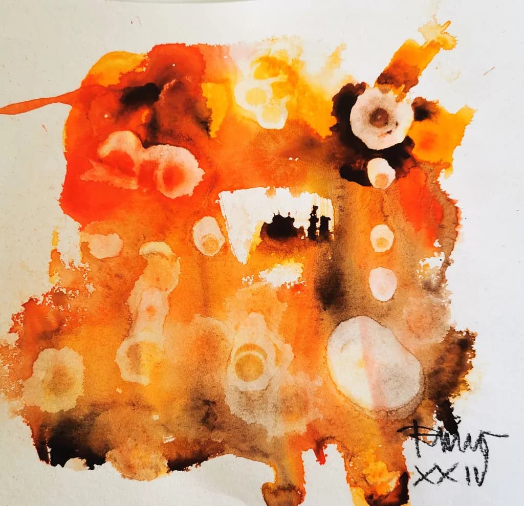 Vibrant Echoes: A Dance of Warm Hues in Abstract Watercolor Art