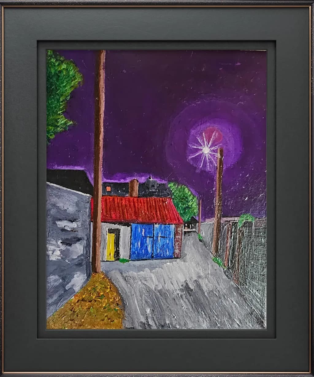 Whispers of the Night: A Colorful Alleyway Under a Starry Sky