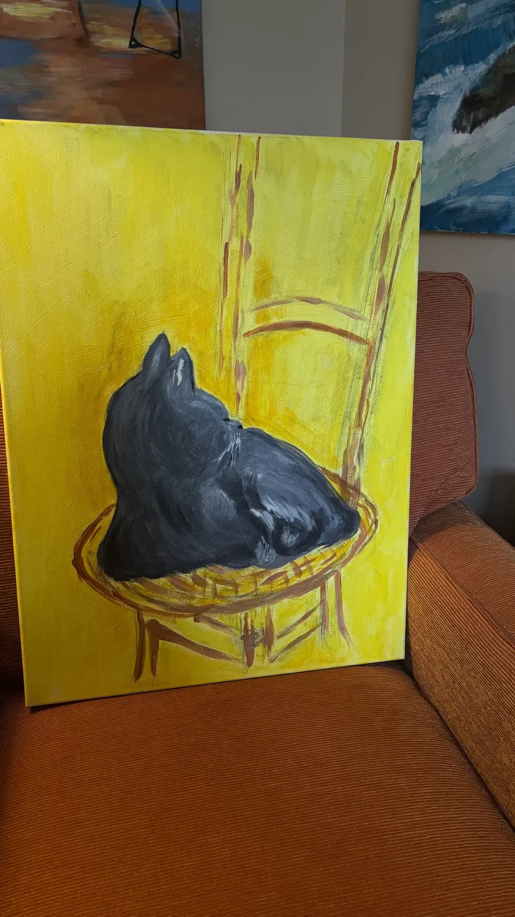 Black Cat on Yellow