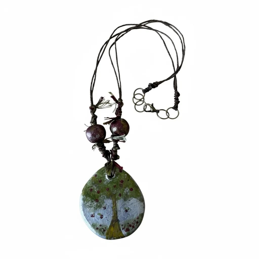 Whimsical Tree of Life Necklace: Handcrafted Bohemian Stone Artistry for Nature Lovers