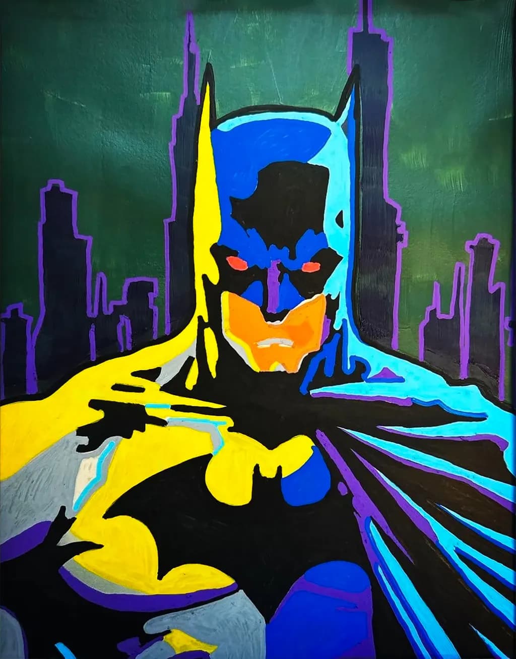 Vibrant Vigilante: A Bold Interpretation of Batman in Urban Shadows