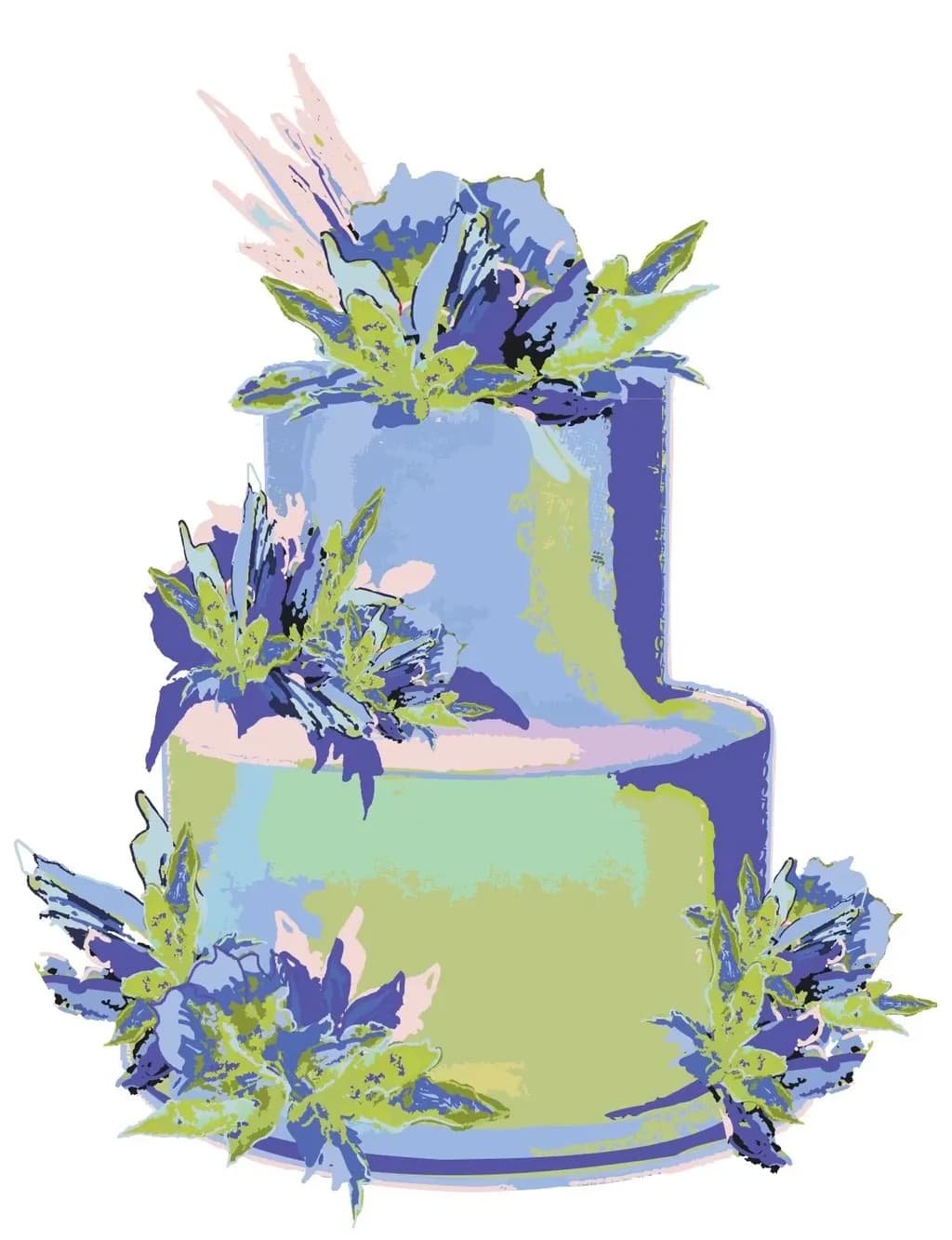 Whimsical Floral Elegance: A Two-Tiered Cake Adorned with Lush Botanicals