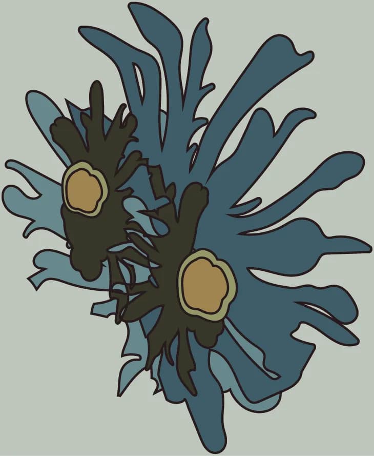 Organic Harmony: An Abstract Dance of Blue and Green Forms