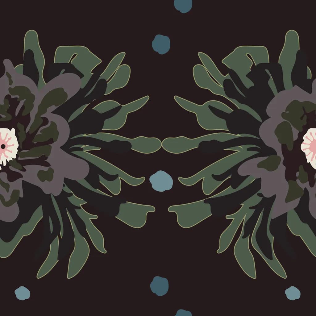 Whispers of Nature: An Abstract Floral Dance in Green and Black