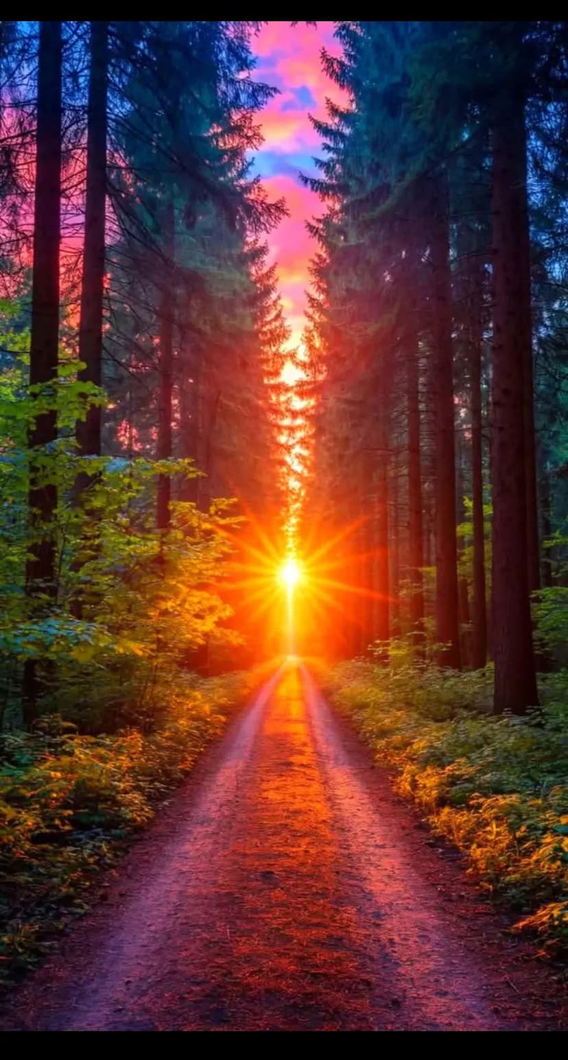 Forest Pathway at Sunset