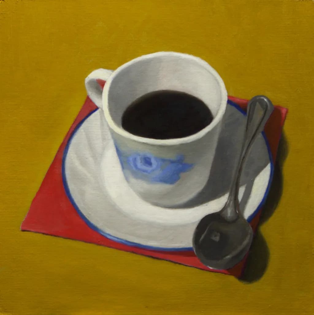 Morning Serenity: A Still Life of Coffee in a Delicate Cup and Saucer