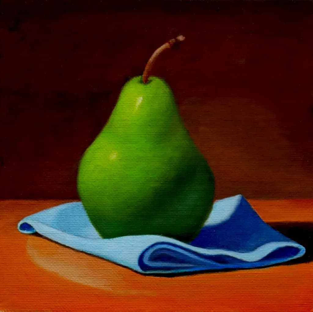 Luminous Green Pear: A Still Life Embracing Simplicity and Elegance