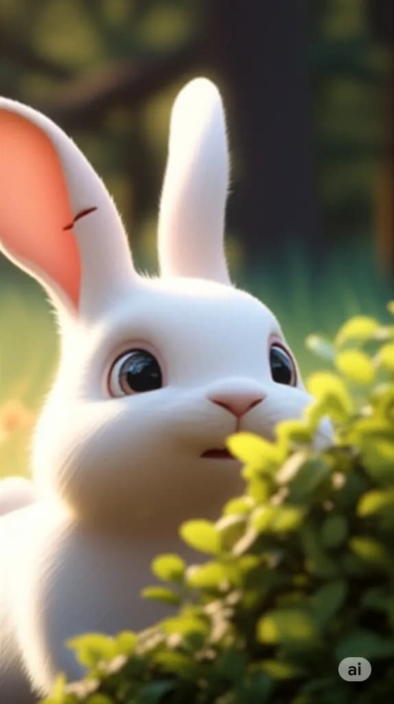 Whimsical Wonder: A Curious Rabbit's Glimpse into Nature's Embrace