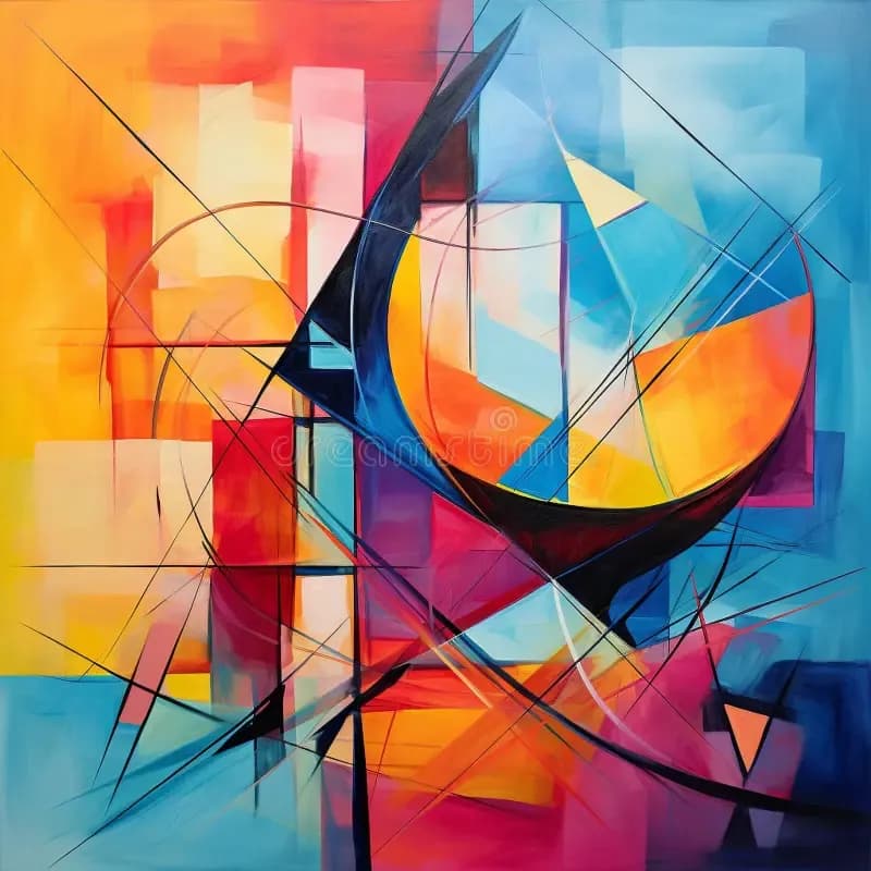 Vibrant Geometric Harmony: An Abstract Journey Through Color and Form