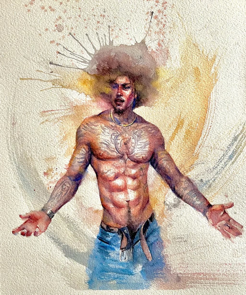 Vibrant Strength: A Watercolor Tribute to Resilience and Identity