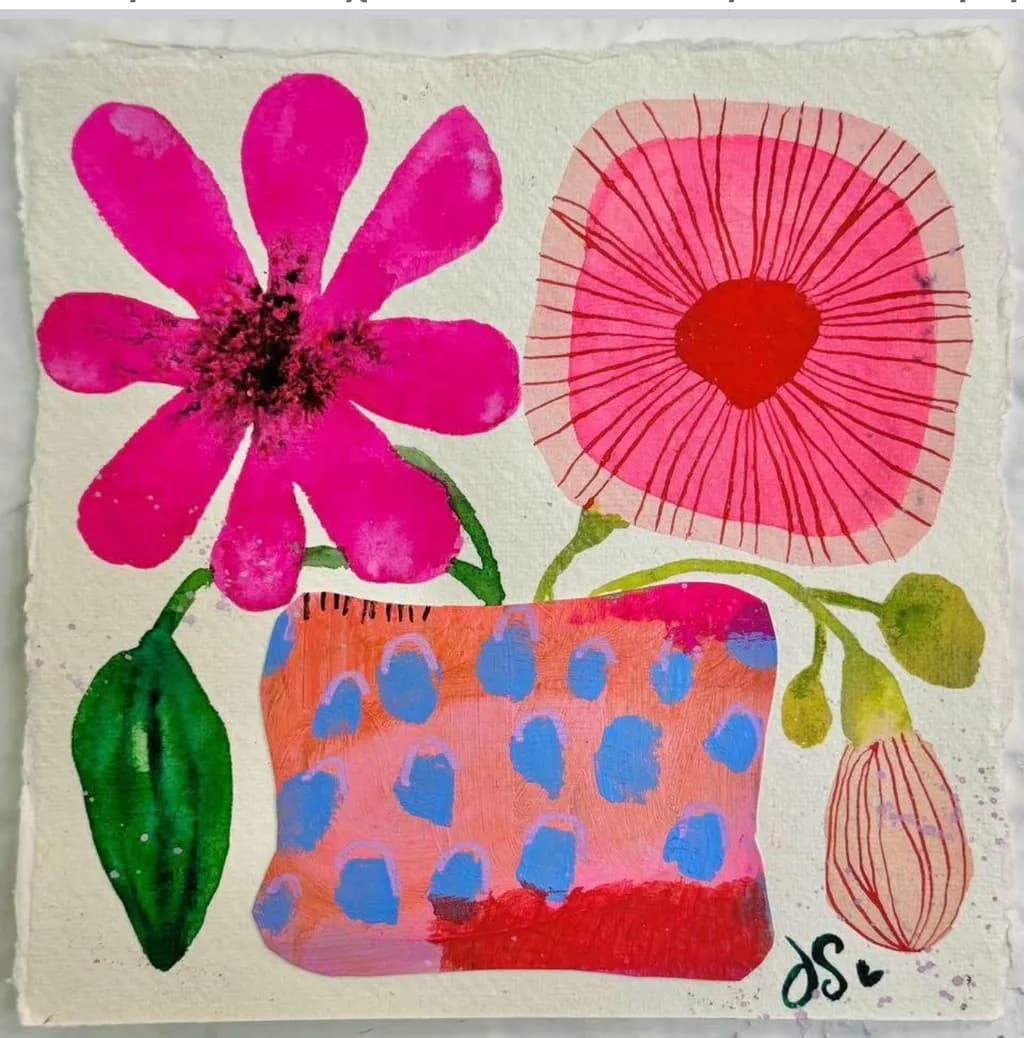 Vibrant Floral Whimsy: A Playful Abstract Celebration of Color and Nature