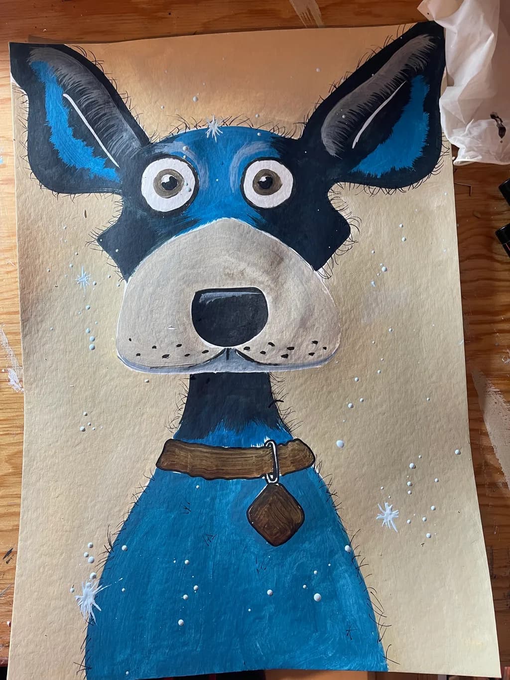 Whimsical Blue Pup: A Playful Portrait of Canine Charm