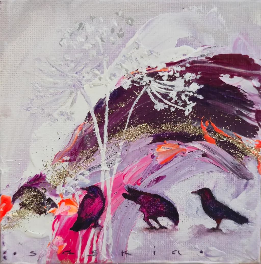 Crows Beneath Wildflowers