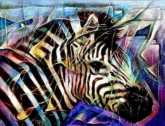Whispers of the Wild: A Vibrant Zebra in Abstract Harmony