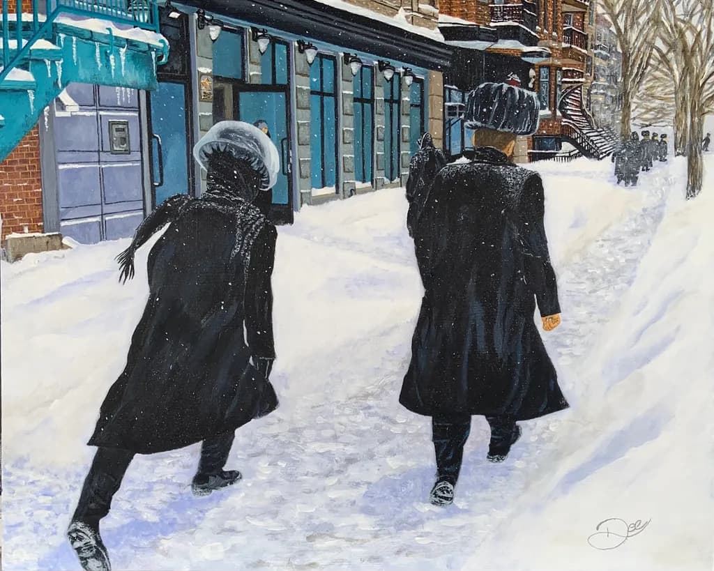 Winter Walk on Snowy Street