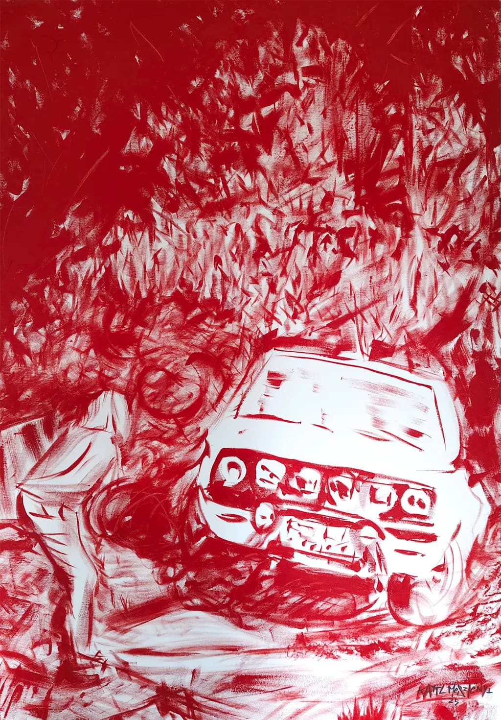 Crimson Chaos: An Abstract Journey Through Texture and Motion