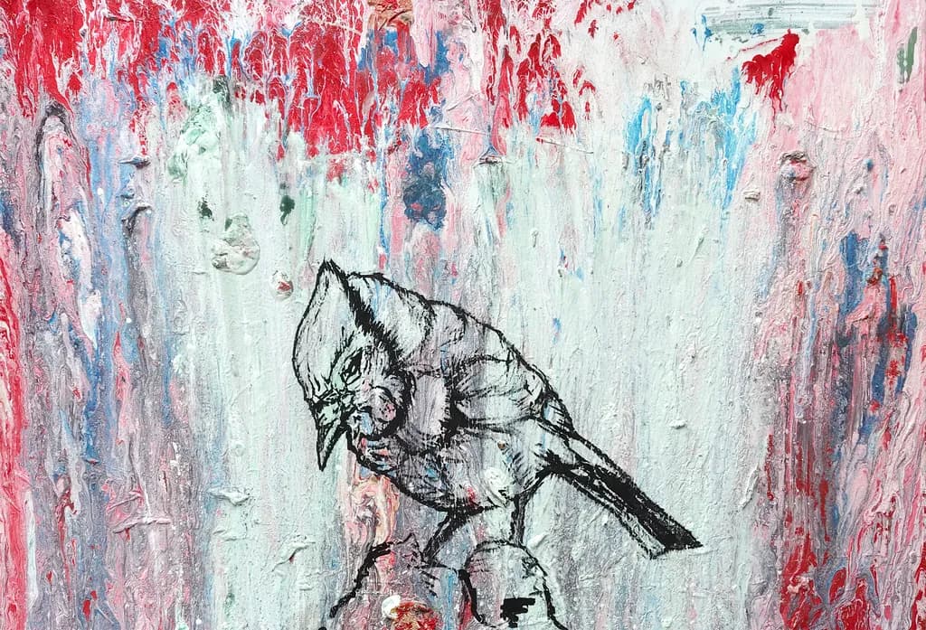 Whispers of Color: A Bold Abstract Bird Encounter