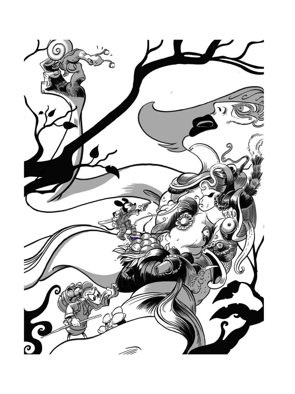 Whispers of Nature: A Surreal Journey Through Black and White Fantasy