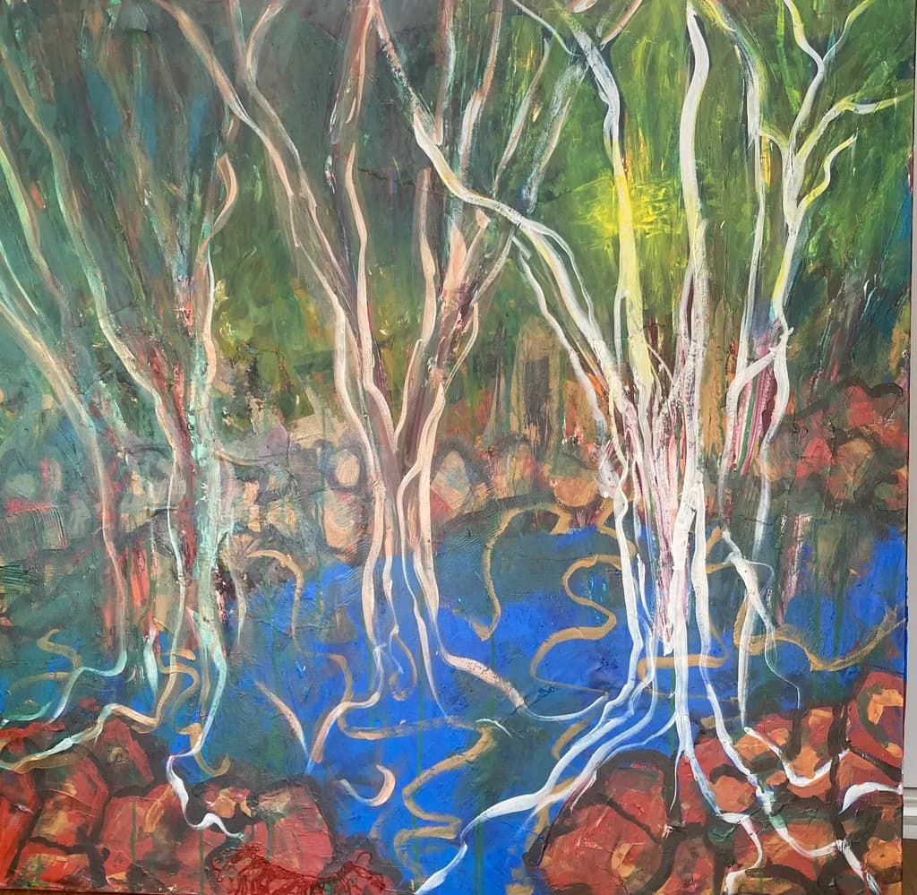Whispers of Nature: A Dance of Roots and Reflections in Vibrant Hues