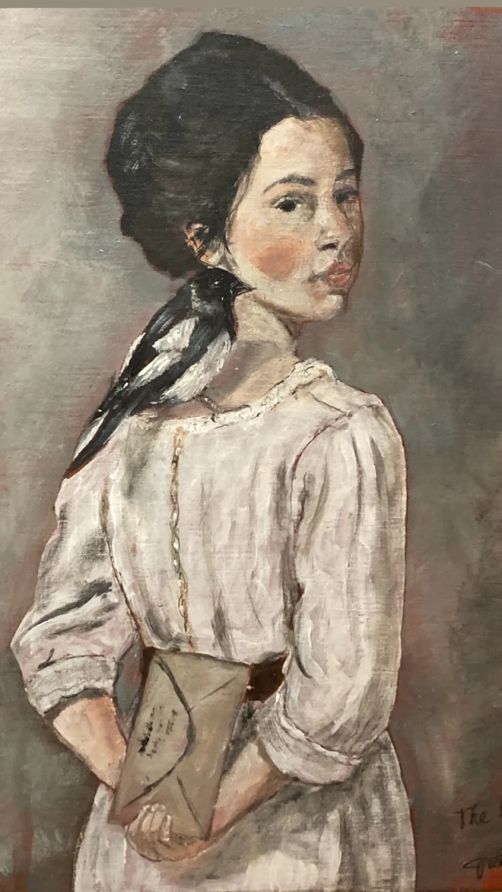 Young Woman with Letter and Bird