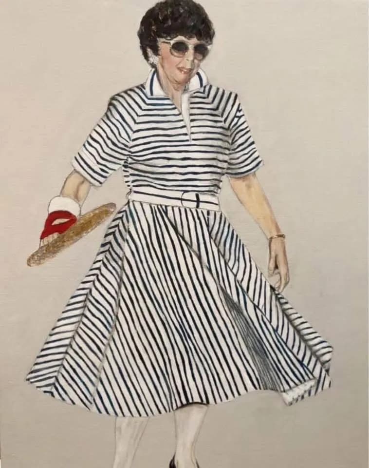 Vintage Elegance: A Playful Dance in Stripes and Sunshine