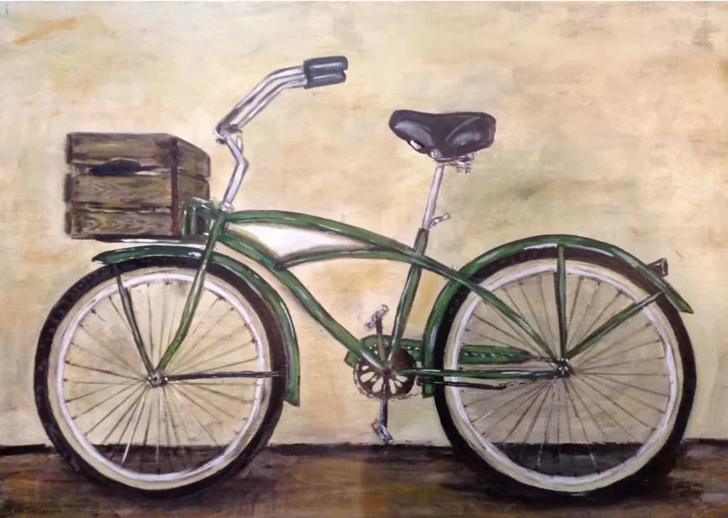 Vintage Green Bicycle with Wooden Basket: A Nostalgic Journey Through Time