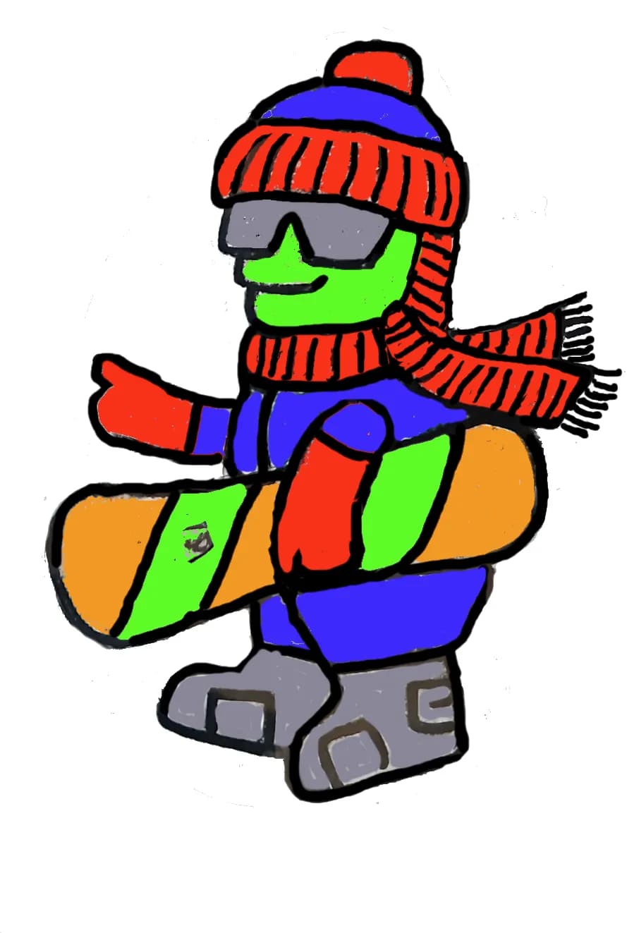 Chilly Thrills: A Playful Snowboarder Ready for Adventure