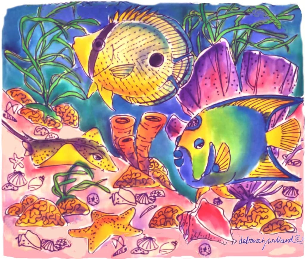 Vibrant Underwater Symphony: A Colorful Dance of Marine Life and Coral Wonders