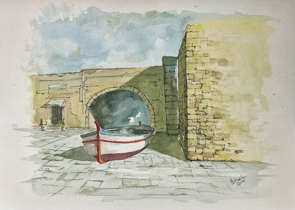 Whispers of the Harbor: A Serene Watercolor Journey Through Time