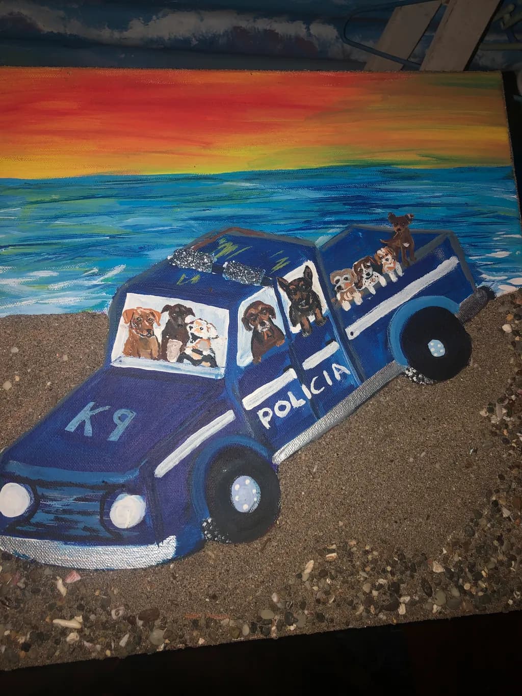 K9 Beach Patrol: A Colorful Canine Adventure in a Police Truck