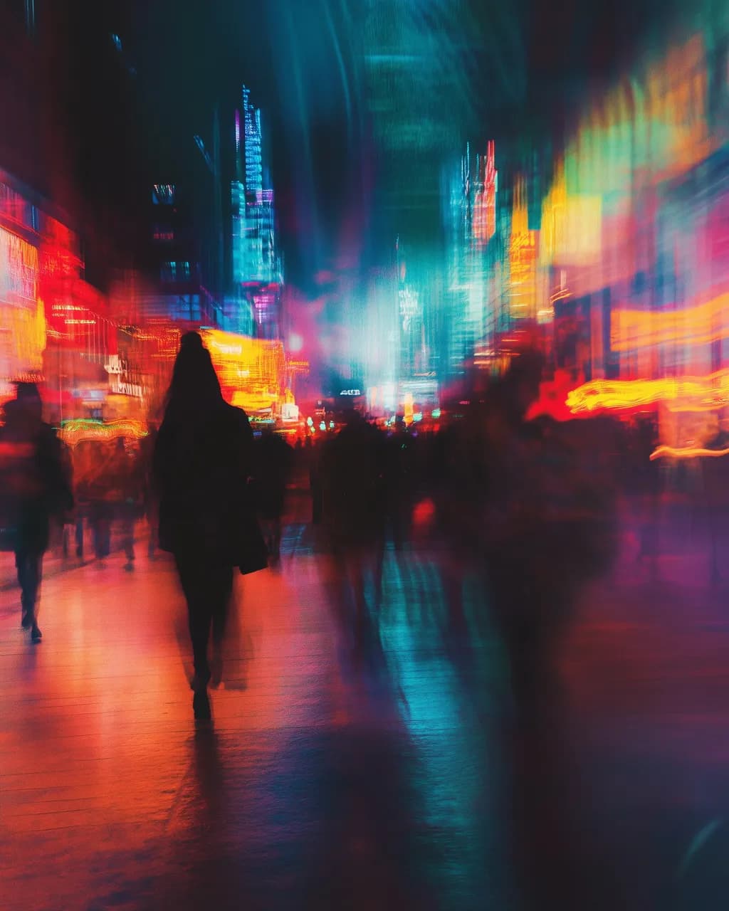 Urban Dreams: A Dance of Light and Shadow in the City Night