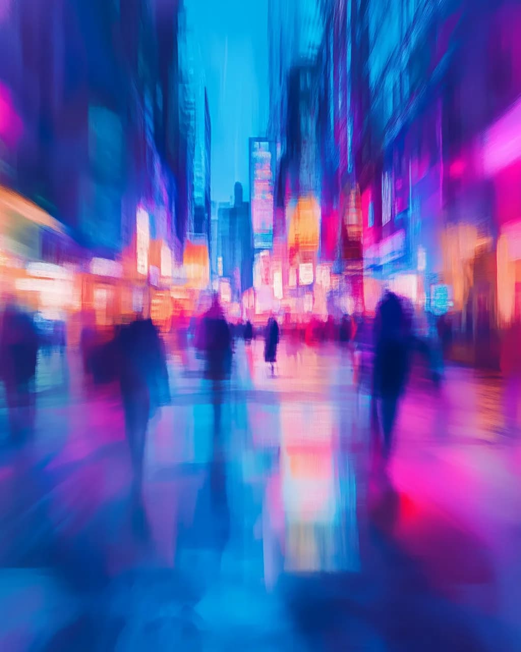 Urban Dreamscape: A Blurred Journey Through Neon Nights