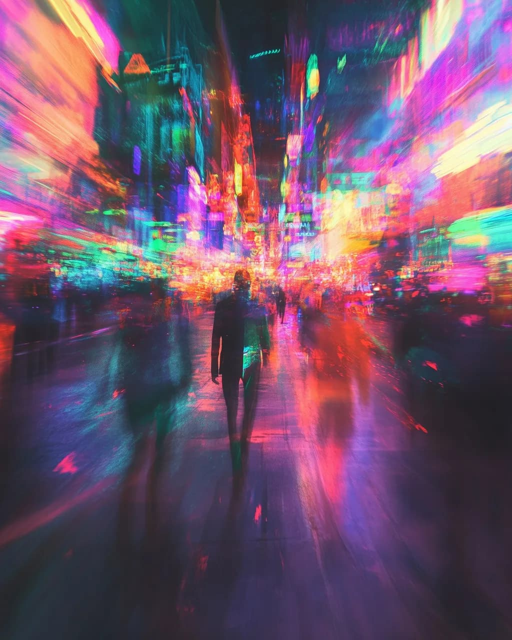 Vibrant Echoes of the City: A Dreamlike Journey Through Neon Streets