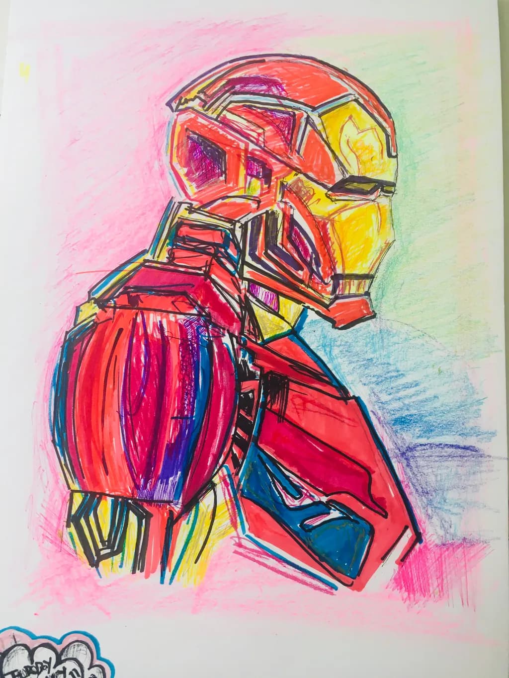 Iron Man in Vibrant Hues: A Colorful Tribute to Heroism and Innovation