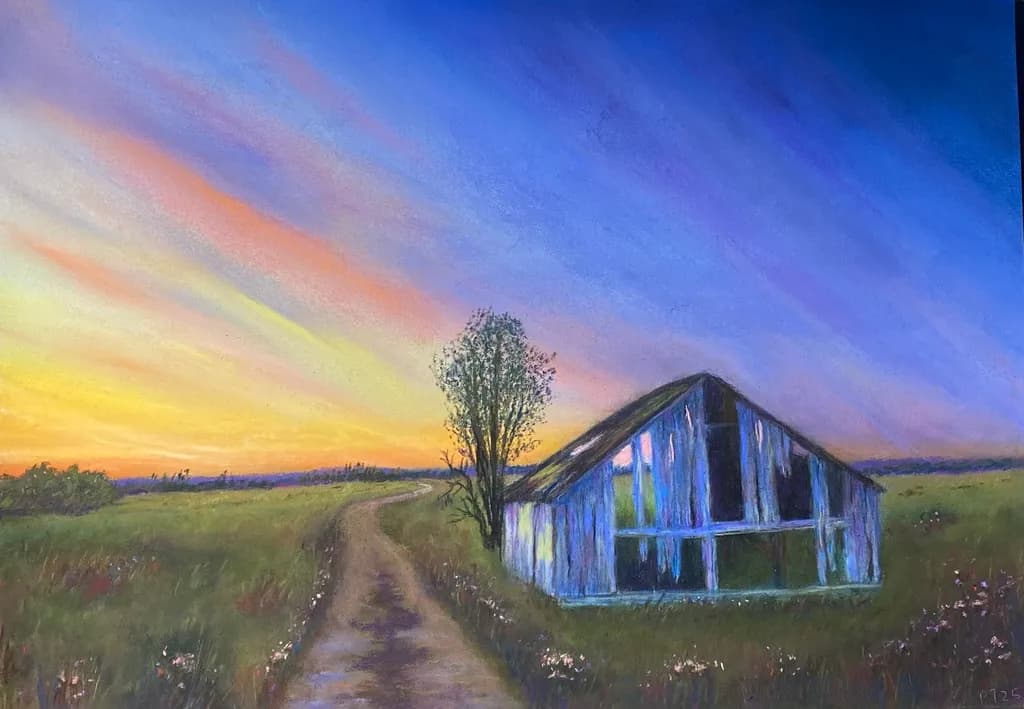 Whispers of Dusk: A Serene Journey Through Fields and Sky