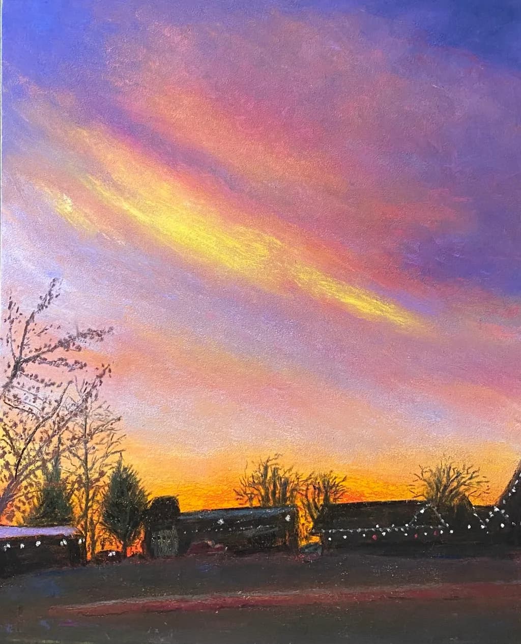 Whispers of Twilight: A Serene Sunset Over Rustic Silhouettes
