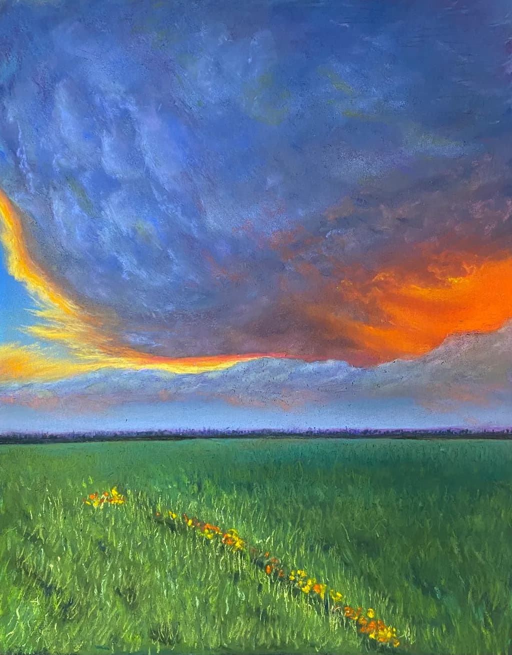 Whispers of Dusk: A Vibrant Horizon Over Golden Fields