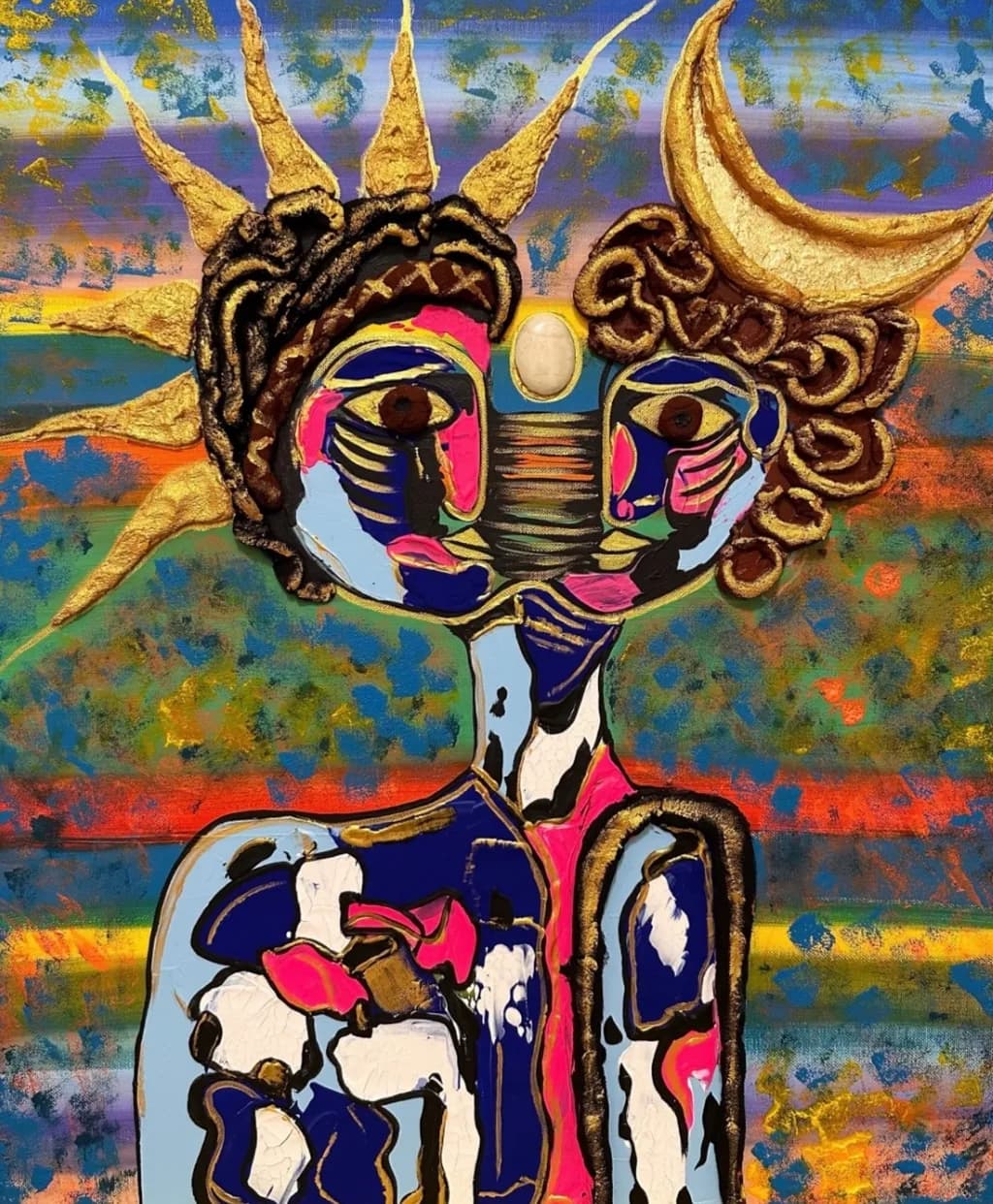 Eternal Embrace: The Dance of Sun and Moon in Vibrant Harmony
