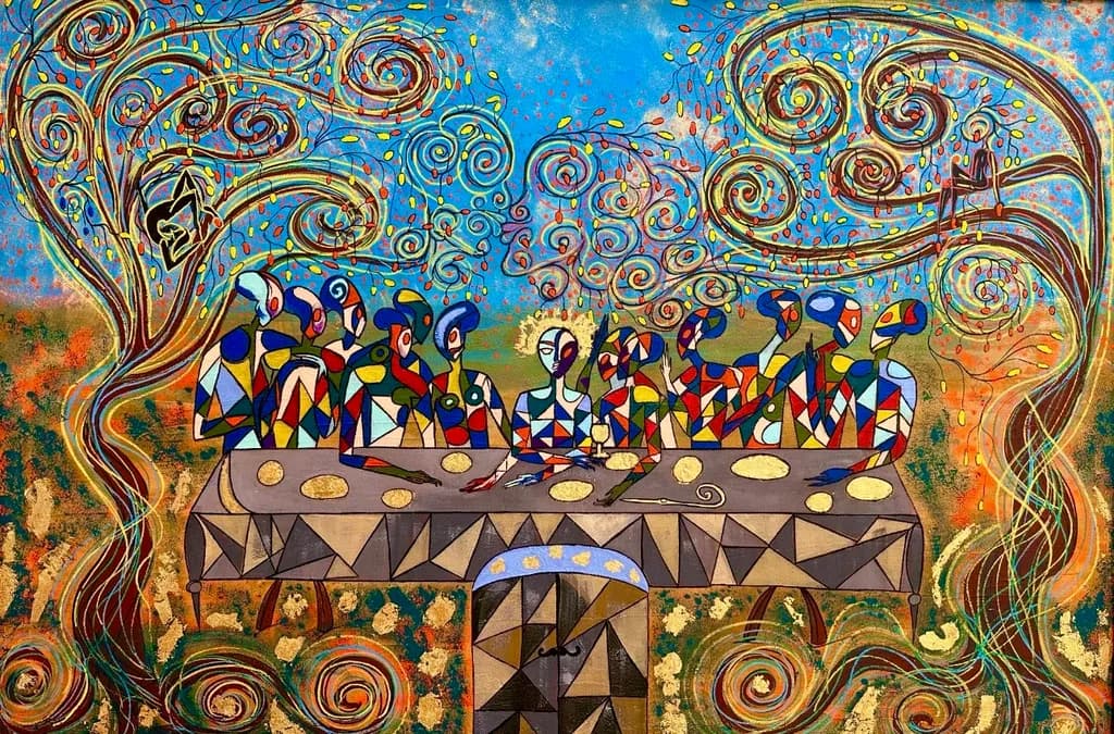 Vibrant Communion: A Colorful Interpretation of Togetherness and Celebration