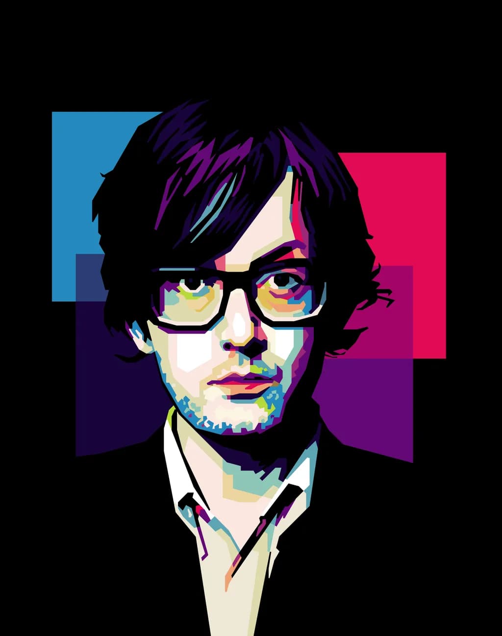 Vibrant Reflections: A Modern Portrait in Colorful Geometry