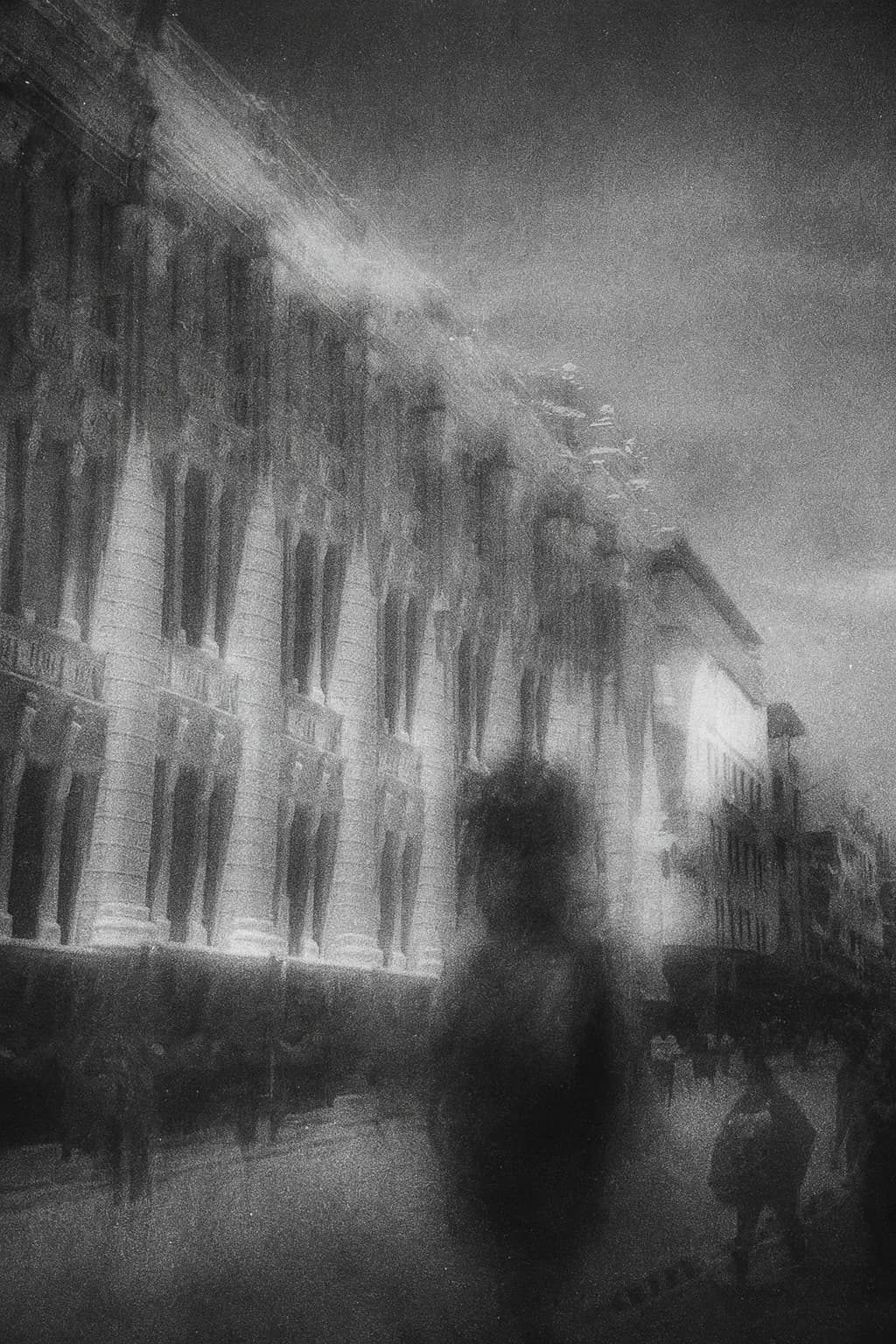 Whispers of the City: A Haunting Reflection in Monochrome Shadows