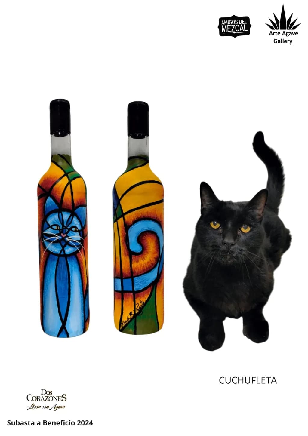 Whimsical Whiskers: A Colorful Celebration of Feline Artistry and Mezcal Elegance