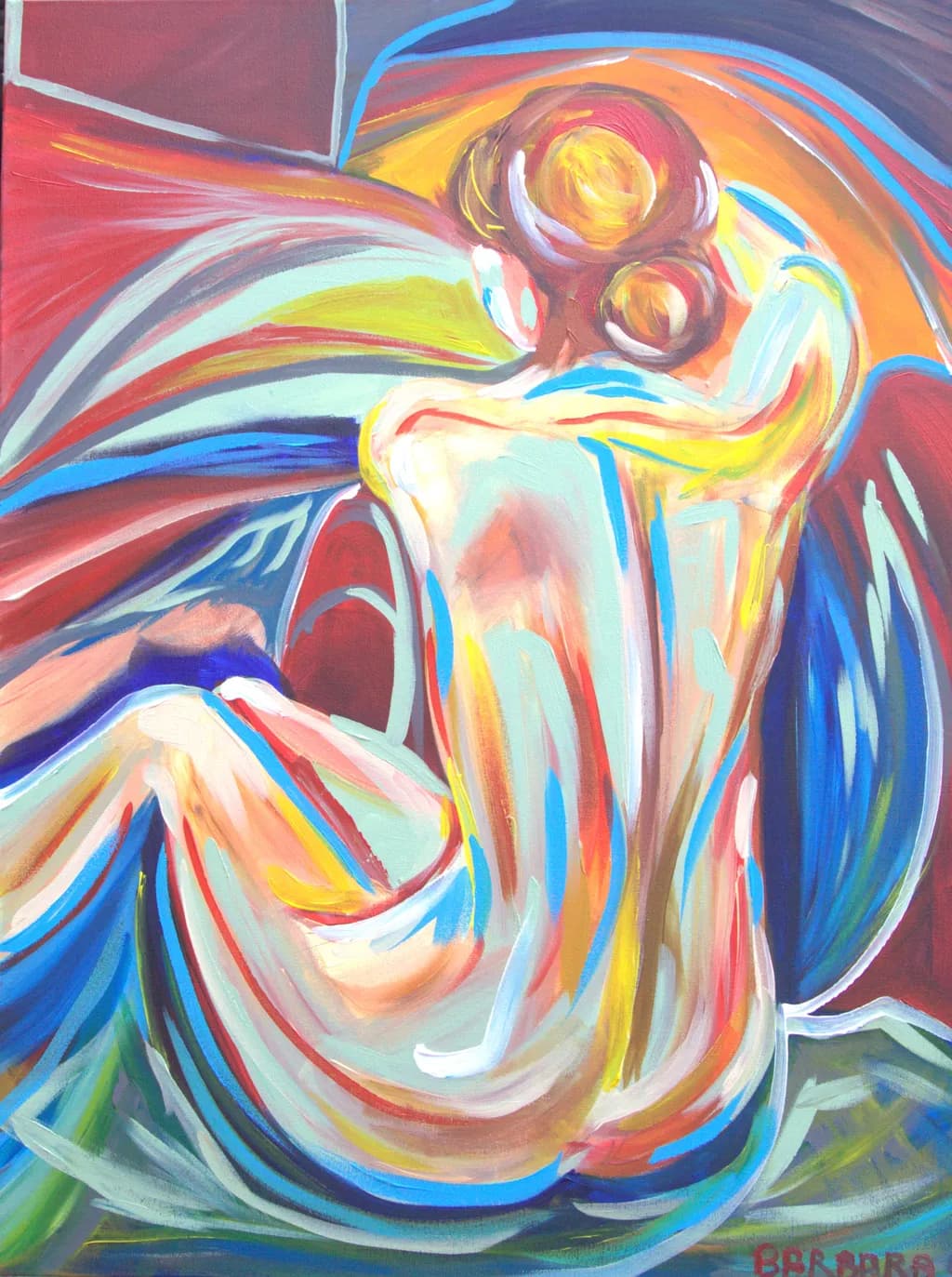 Embrace of Color: A Vibrant Exploration of Human Form and Emotion
